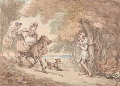 Dr. Syntax Bound to a Tree by Highwaymen by Thomas Rowlandson